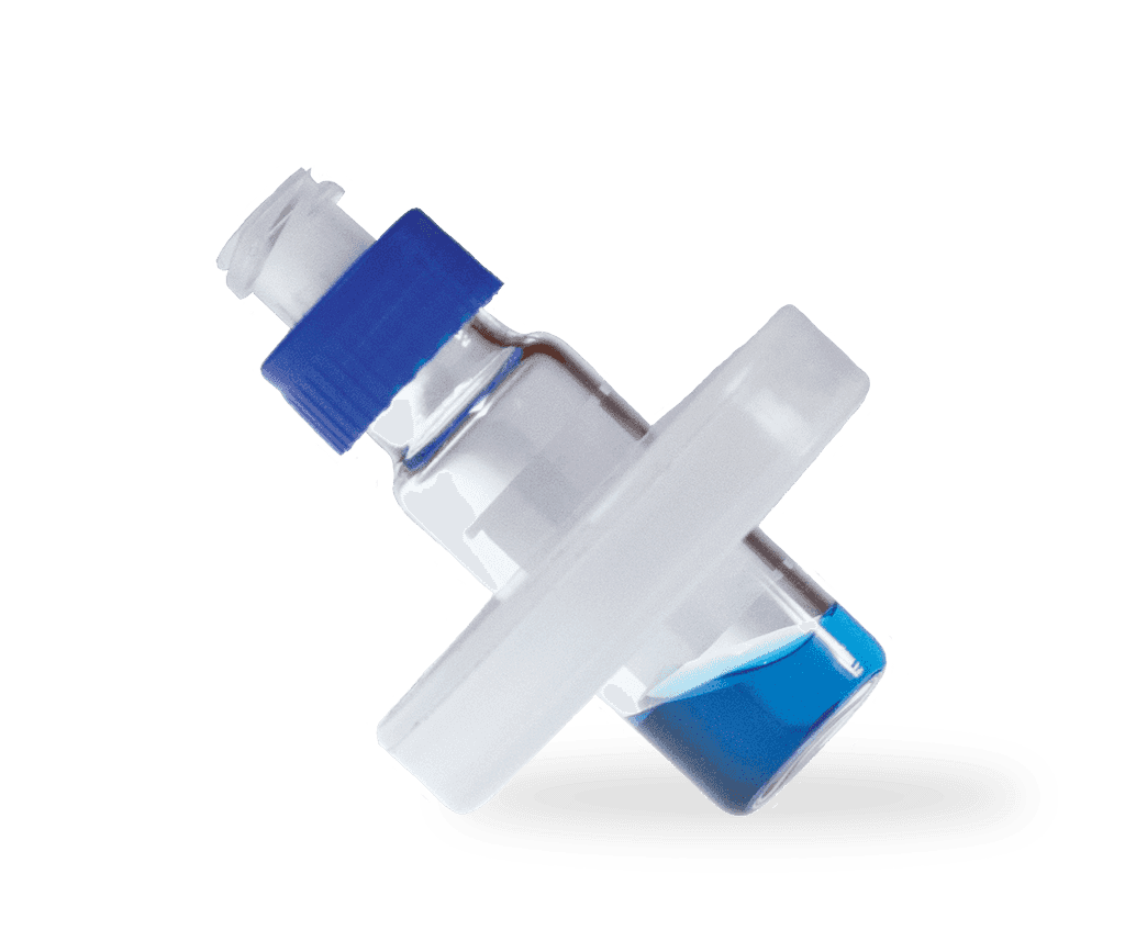 Filter Vials are like HPLC vials with a syringe filter built in